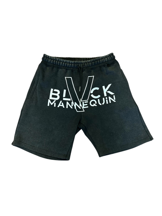 BLACK MANNEQUIN  - Garment Dyed Big V Shorts - Black