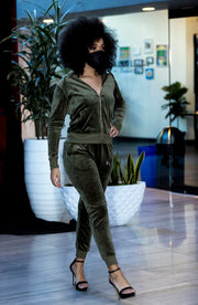 BLACK MANNE"QUEEN" - Less is More Velour 2 Piece Olive Green