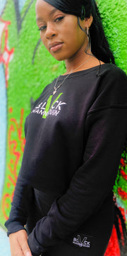 BLACK MANNE"QUEEN" -  Slime Varsity Crop Sweatshirt