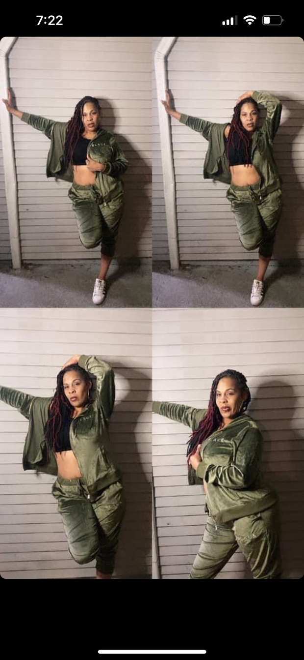 BLACK MANNE"QUEEN" - Less is More Velour 2 Piece Olive Green