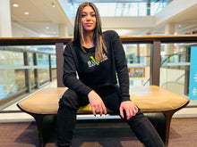 Load image into Gallery viewer, BLACK MANNE"QUEEN" -  Slime Varsity Crop Sweatshirt