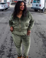 BLACK MANNE"QUEEN" - Less is More Velour 2 Piece Olive Green