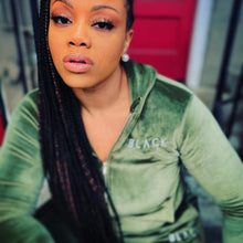 Load image into Gallery viewer, BLACK MANNE"QUEEN" - Less is More Velour 2 Piece Olive Green
