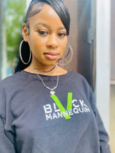 Load image into Gallery viewer, BLACK MANNE"QUEEN" -  Slime Varsity Crop Sweatshirt