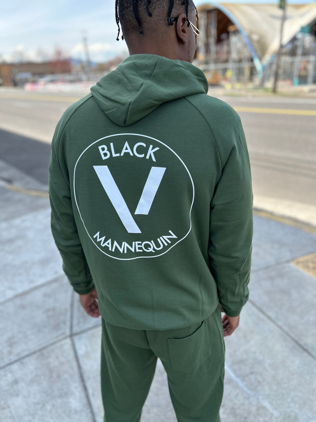 BLACK MANNEQUIN  - Army Green Tech Fleece Zip Up