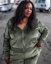 Load image into Gallery viewer, BLACK MANNE"QUEEN" - Less is More Velour 2 Piece Olive Green