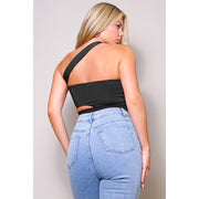 BLACK MANNE"QUEEN" -  Black Angle Crop Top