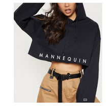 Load image into Gallery viewer, BLACK MANNE"QUEEN" - Queen Mannequin Crop Hoodie